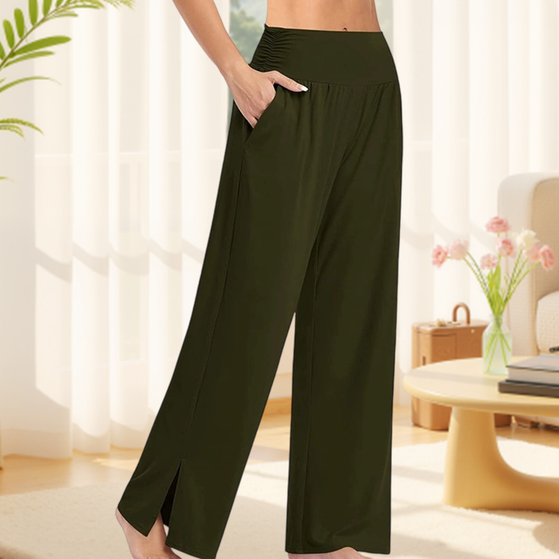 💕Ny 50% rabatt Hot Sale💕Dame Fritidsbukser med Høy midje og Vide Ben