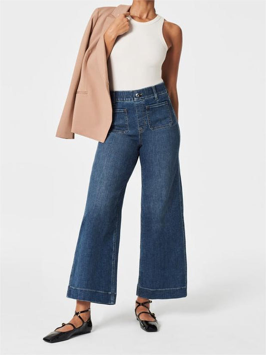 👖Jeans med høy midje og vide ben