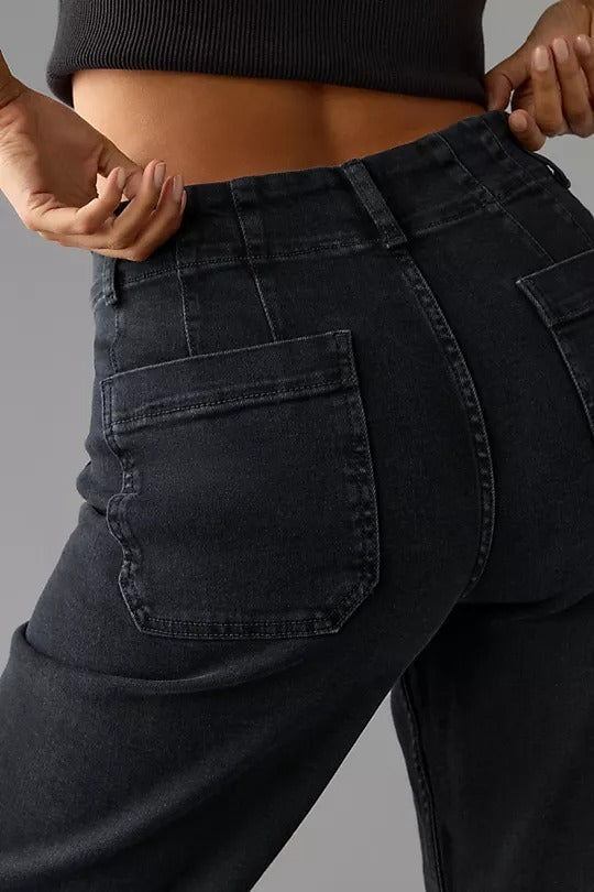 👖Jeans med høy midje og vide ben