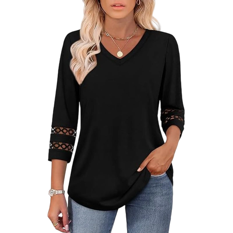 🌞cSommersalg 50% OFF🔥Fri V-hals topp for kvinner med 3/4 ermer