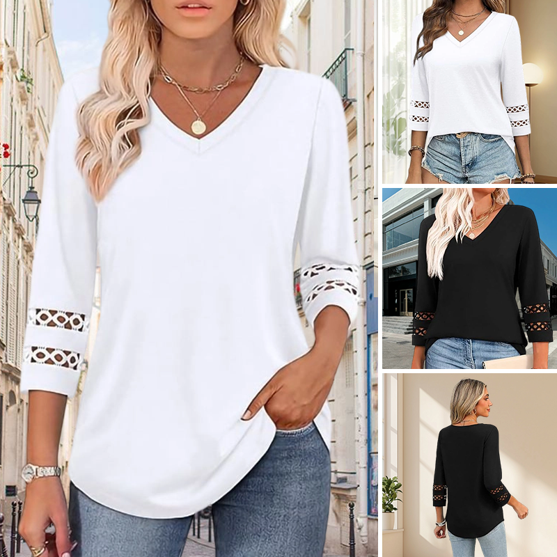 🌞cSommersalg 50% OFF🔥Fri V-hals topp for kvinner med 3/4 ermer
