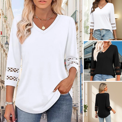 🌞cSommersalg 50% OFF🔥Fri V-hals topp for kvinner med 3/4 ermer