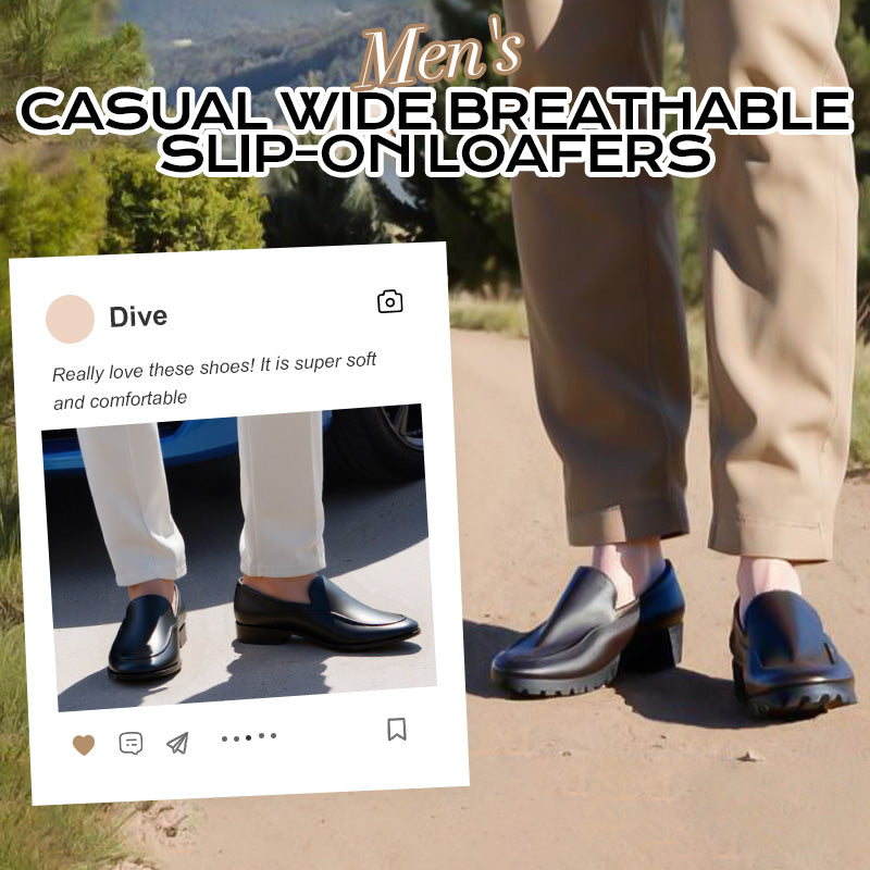 ✨Komfort hele dagen✨ Casual, bred passform, pustende slip-on-loafers for menn