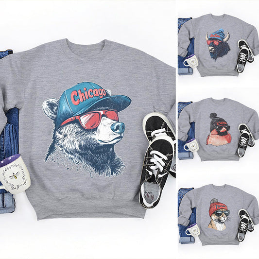 🔥✨Unisex moteriktig urban sweatshirt med dyreprint