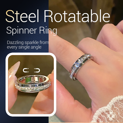 Spinner-ring i titanstål med zirkonia