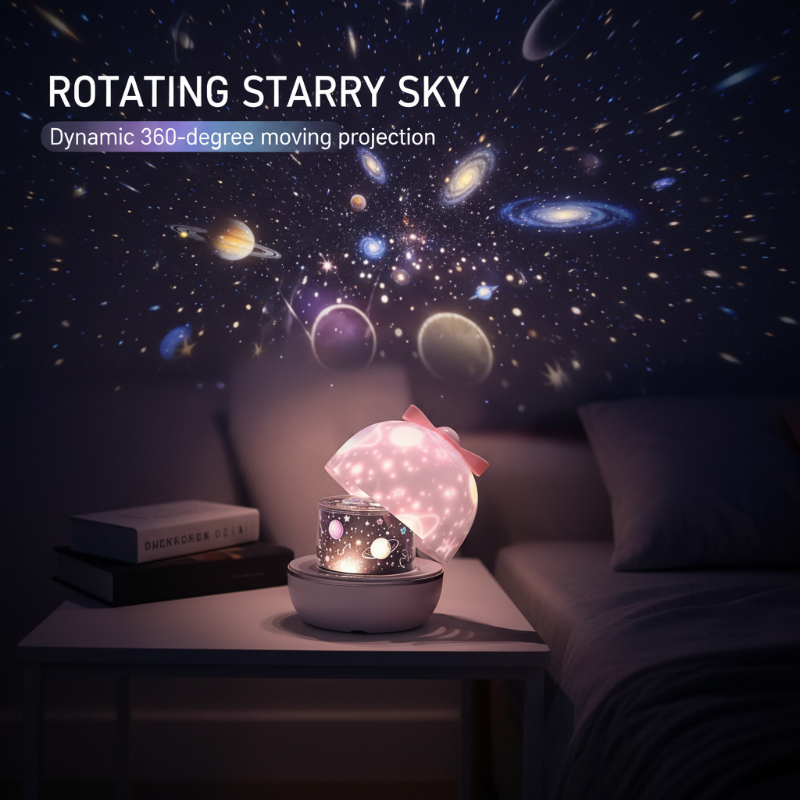 Oppladbar roterende stjerneprojektor nattlampe