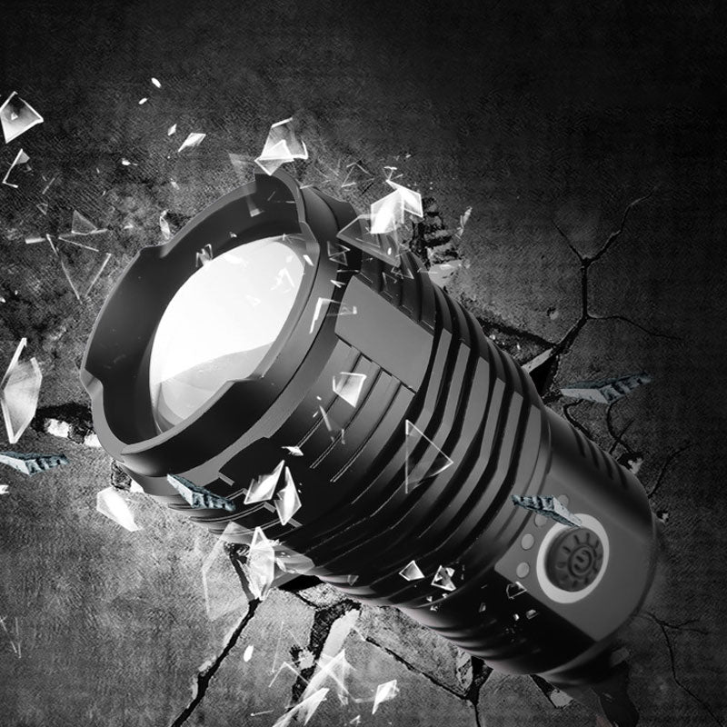 Sett med superlyse, vanntette, oppladbare lommelykter med zoom