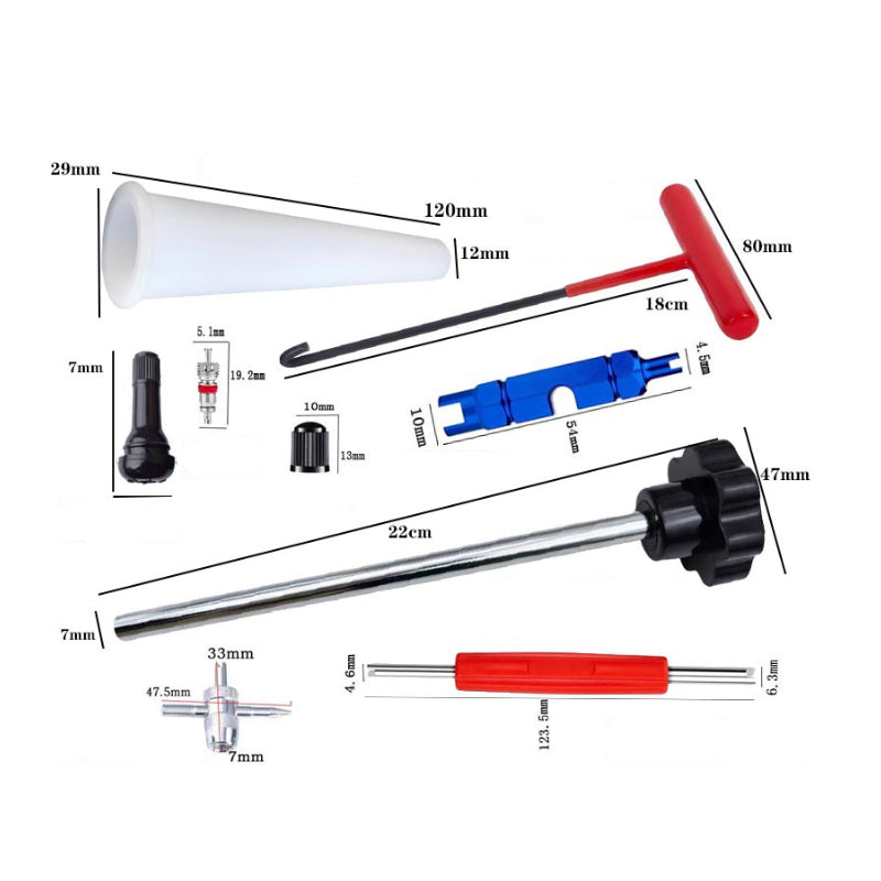 Verktøysett for hurtigskifte av bildekkventiler