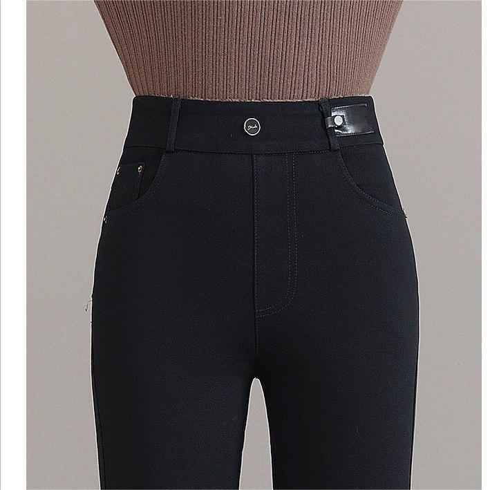 Høyt liv, smal passform, varm skinny jeans for kvinner