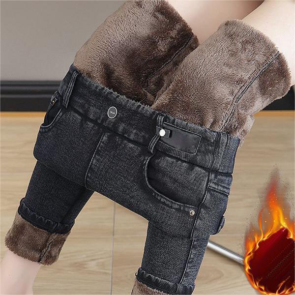 Høyt liv, smal passform, varm skinny jeans for kvinner