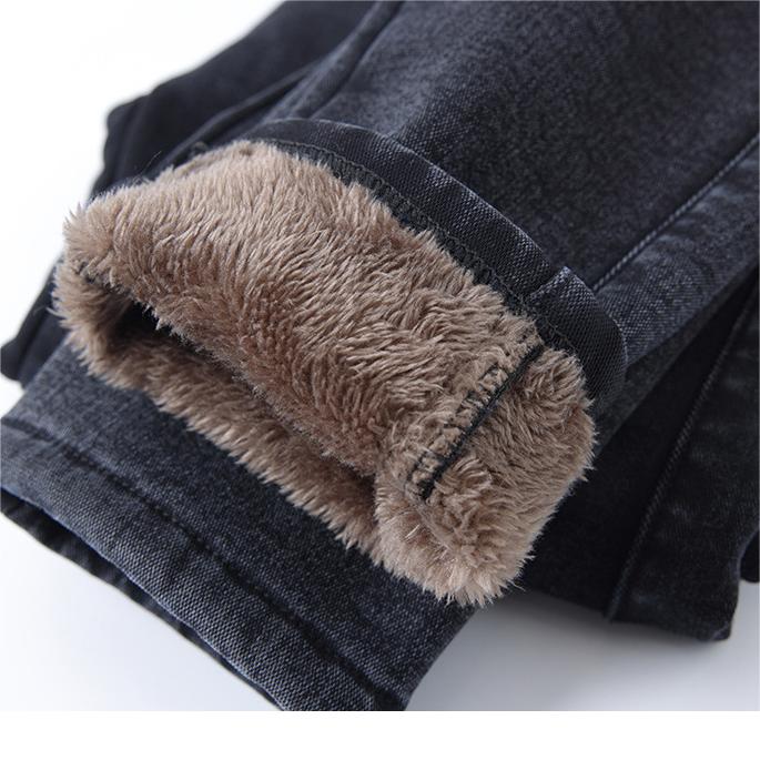 Høyt liv, smal passform, varm skinny jeans for kvinner