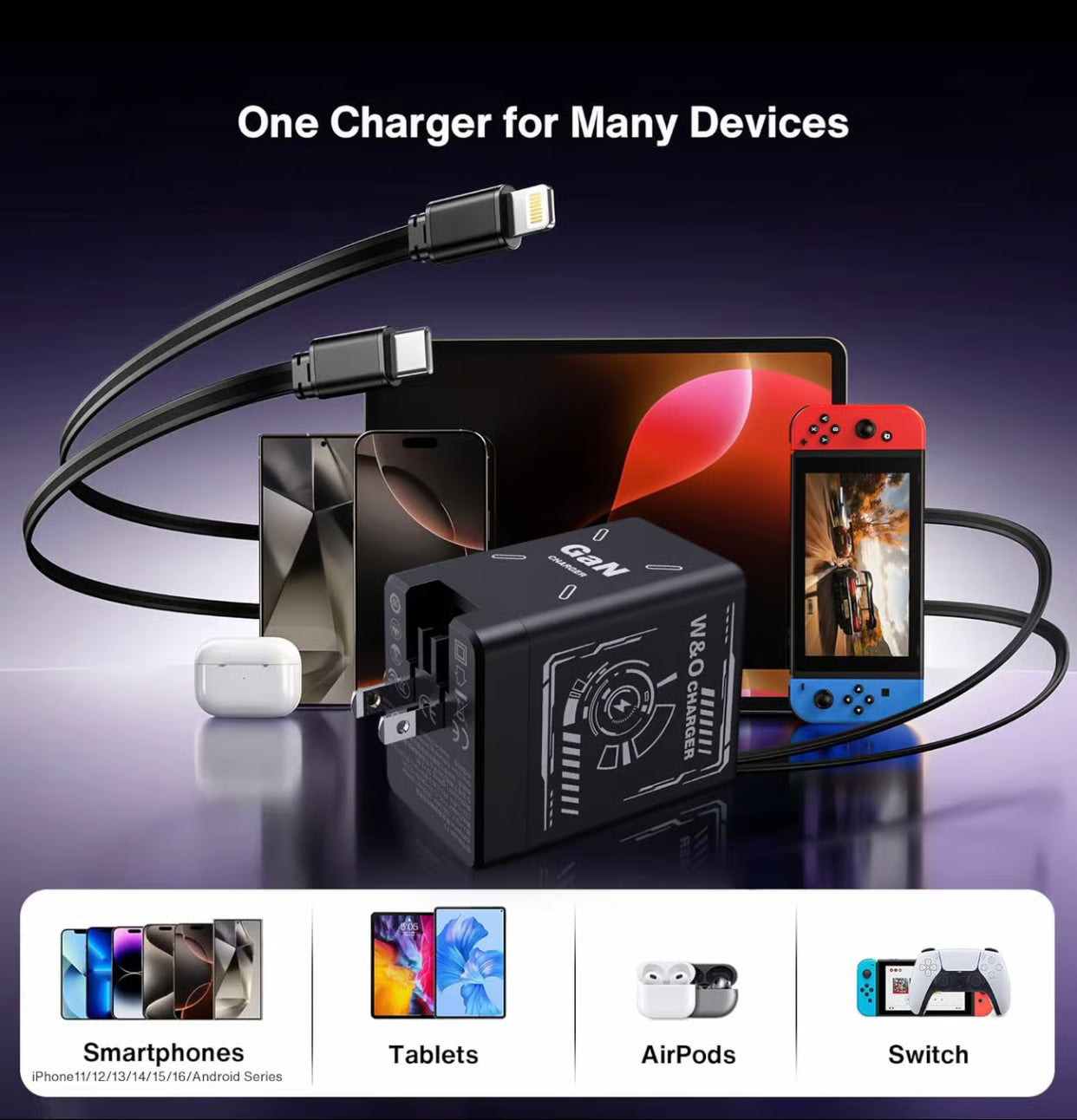 🏆2025 Flash Sale 50% off⚡50,000+ SOLD!💥🔥W&O 2-in-1 GaN 20W Fast Charger, Best Gifts