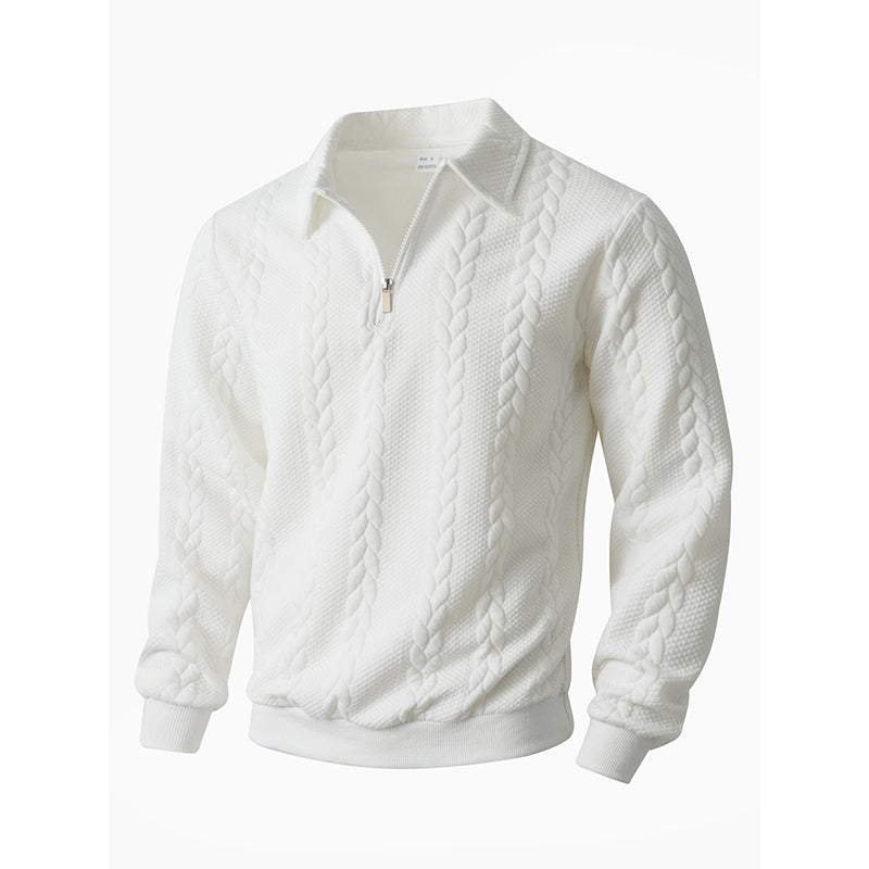 🔥Nye varer-Casual halvzip-genser med kabelstrikk for menn