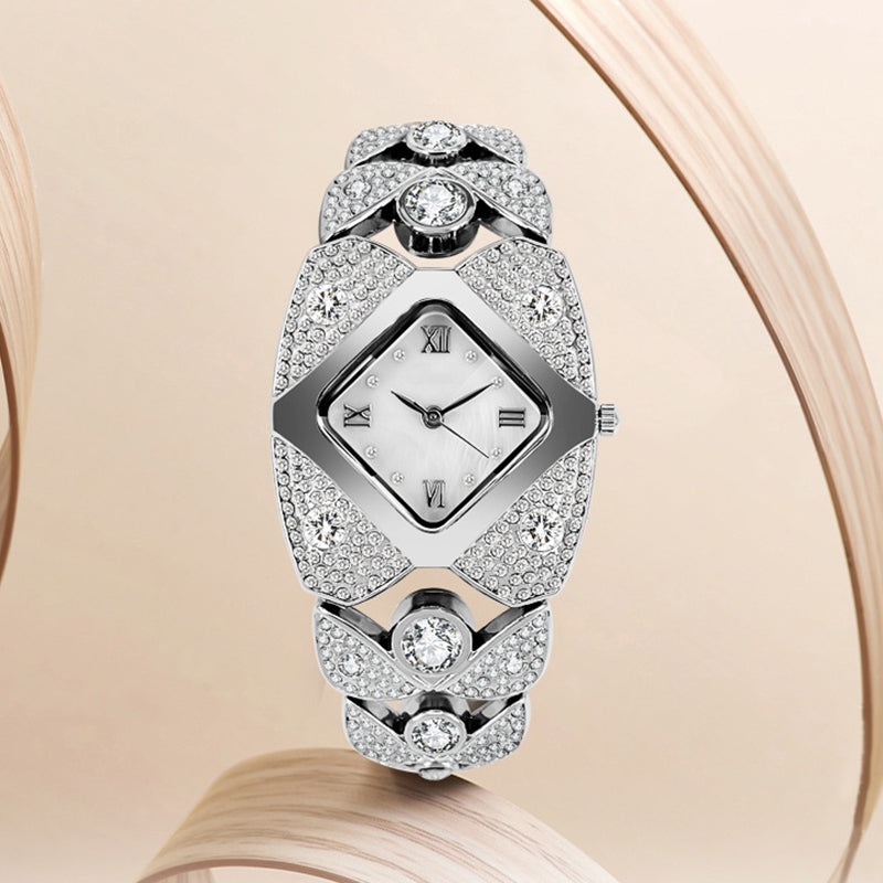 Retro kvarts klokke med glitrende strass for kvinner