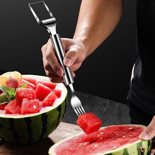 💥מבצע חם: קנו 1 וקבלו 1 חינם🔥🍉 הכנת פירות בקלות✨ חותך ומזלג לפירות 2 ב-1 – להגשה מהירה וקלה של פירות! 🍓