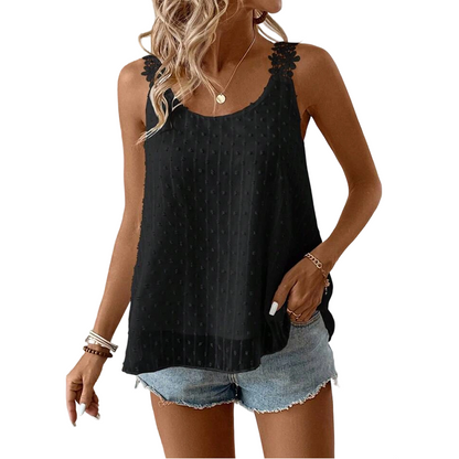 Elegant Dot Lace Strap Tank Top