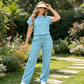 Women's Casual Short Sleeve Top & Wide Leg Pants Set