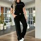 Women's Casual Short Sleeve Top & Wide Leg Pants Set