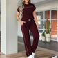 Women's Casual Short Sleeve Top & Wide Leg Pants Set
